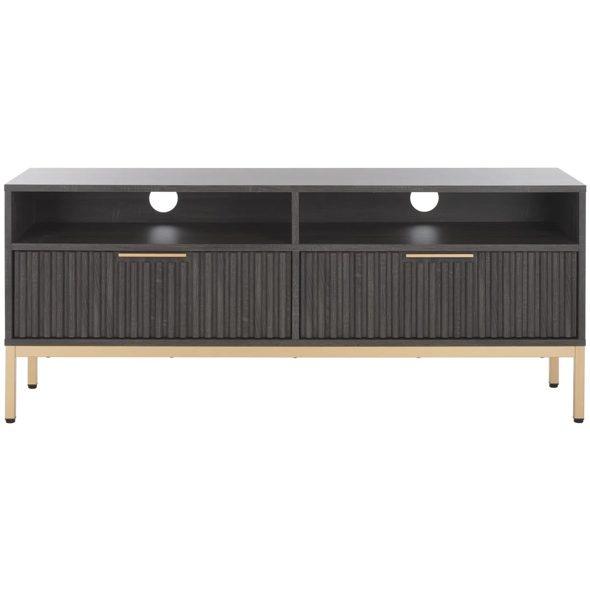 SAFAVIEH Alyse 2-Drawer 2-Shelf Entertainment Media Stand (Fits Up To 65 Flatscreen TV) - 60.4 In. x 15.6 In. x 24.8 In.