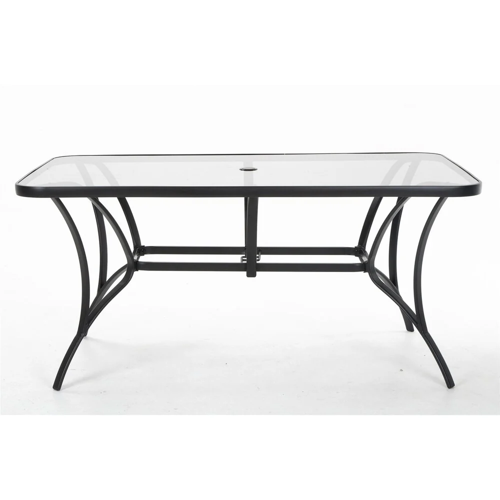 COSCO Outdoor Living Steel Patio Dining Table with Tempered Glass Table Top - N/A