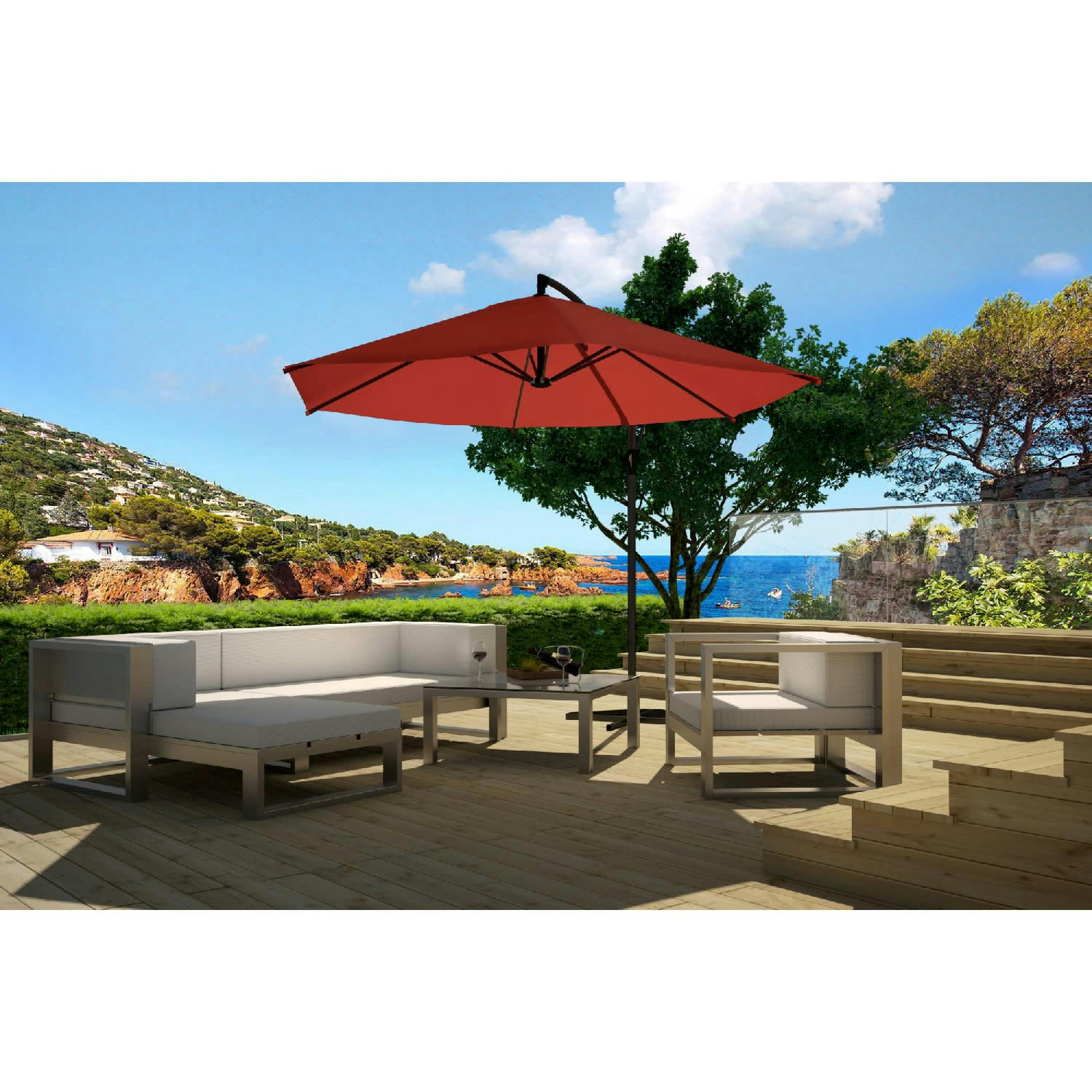 SHANGHAI - Parasol déporté octogonale terracotta D3m