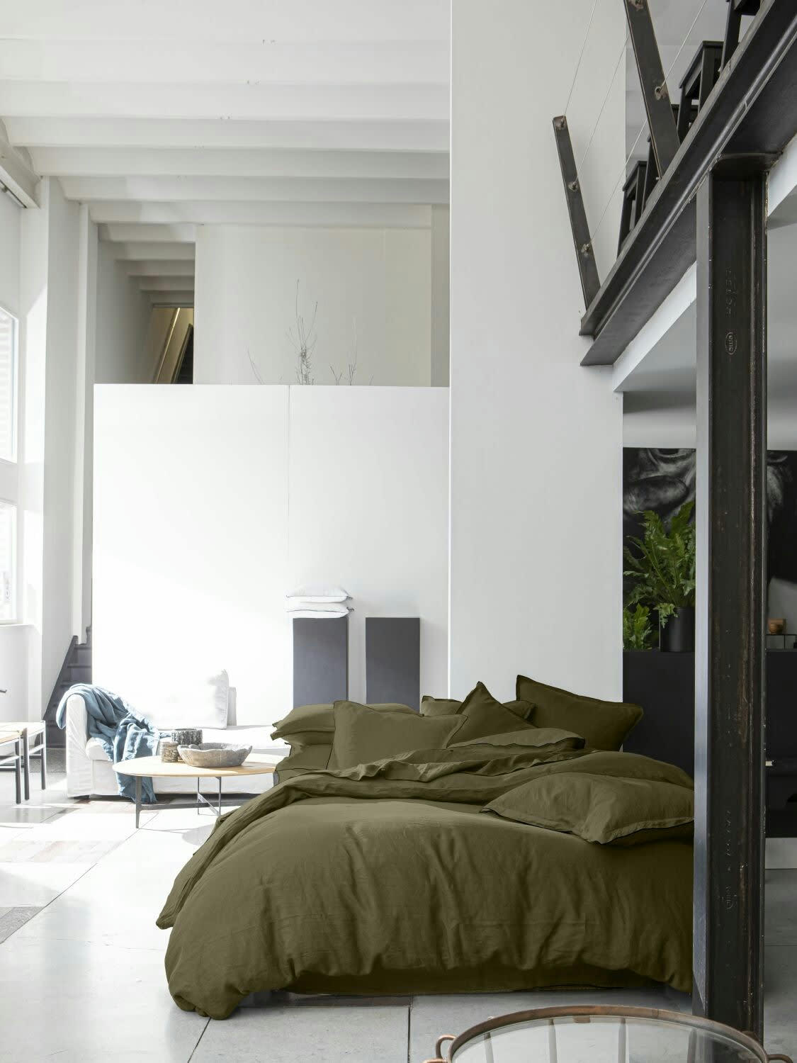 UNI - Housse de couette lin lave vert 240x260 cm