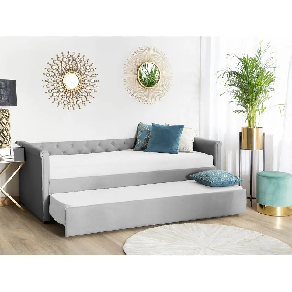 LIBOURNE - Onderschuifbed - Grijs - 80 x 200 cm - Polyester