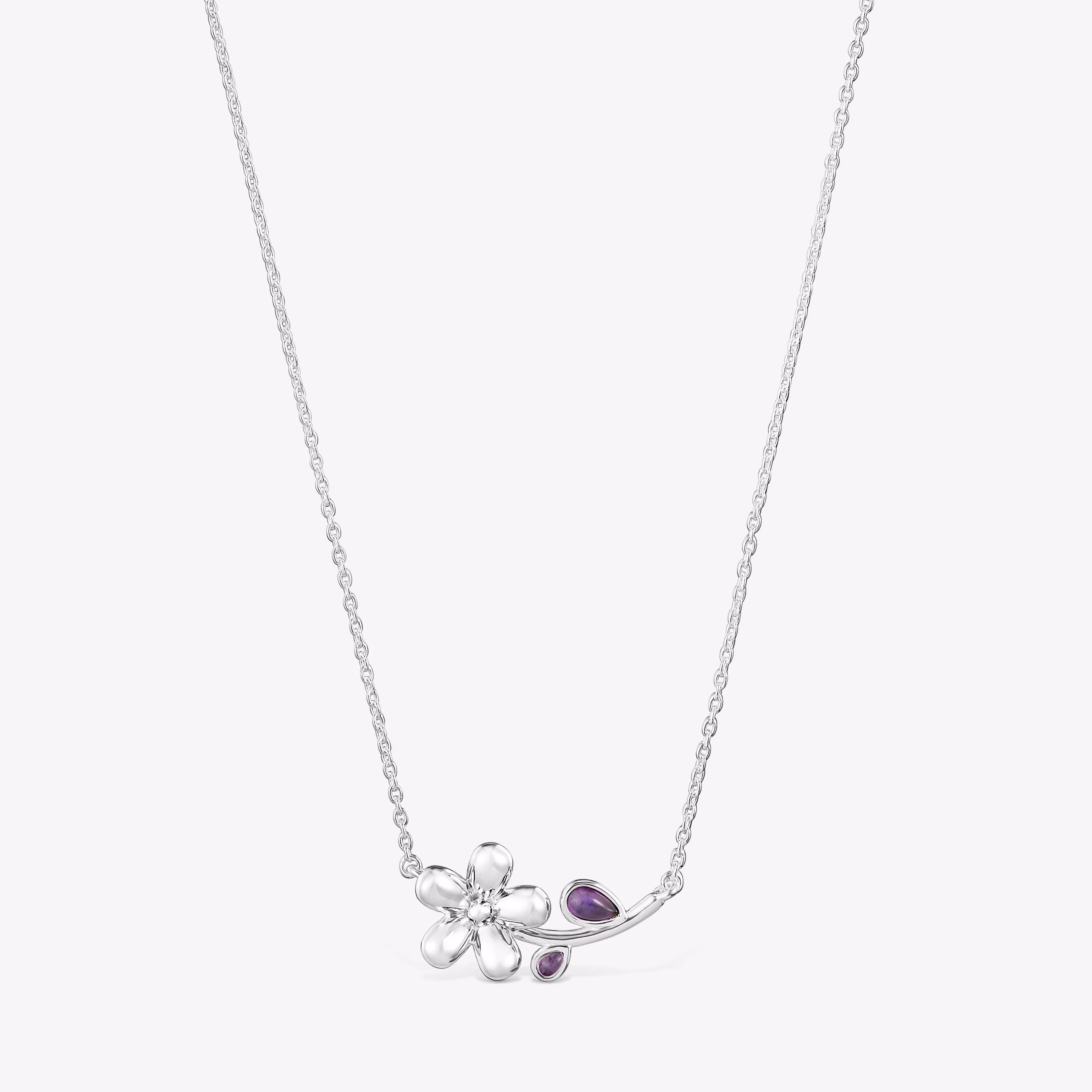 Collar corto de plata y amatista Daisy