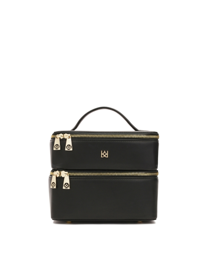 Two-compartment cosmetic bag in the form of a trunk