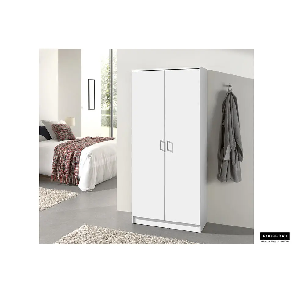 Opbergkast Ray 80cm met 2 deuren en 4 legplanken - wit