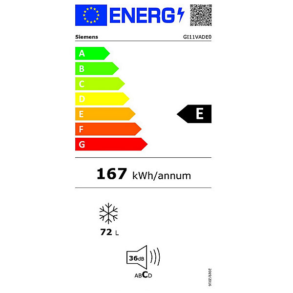 Congélateur intégrable à pantographe 72l Siemens GI11VADE0 iq500