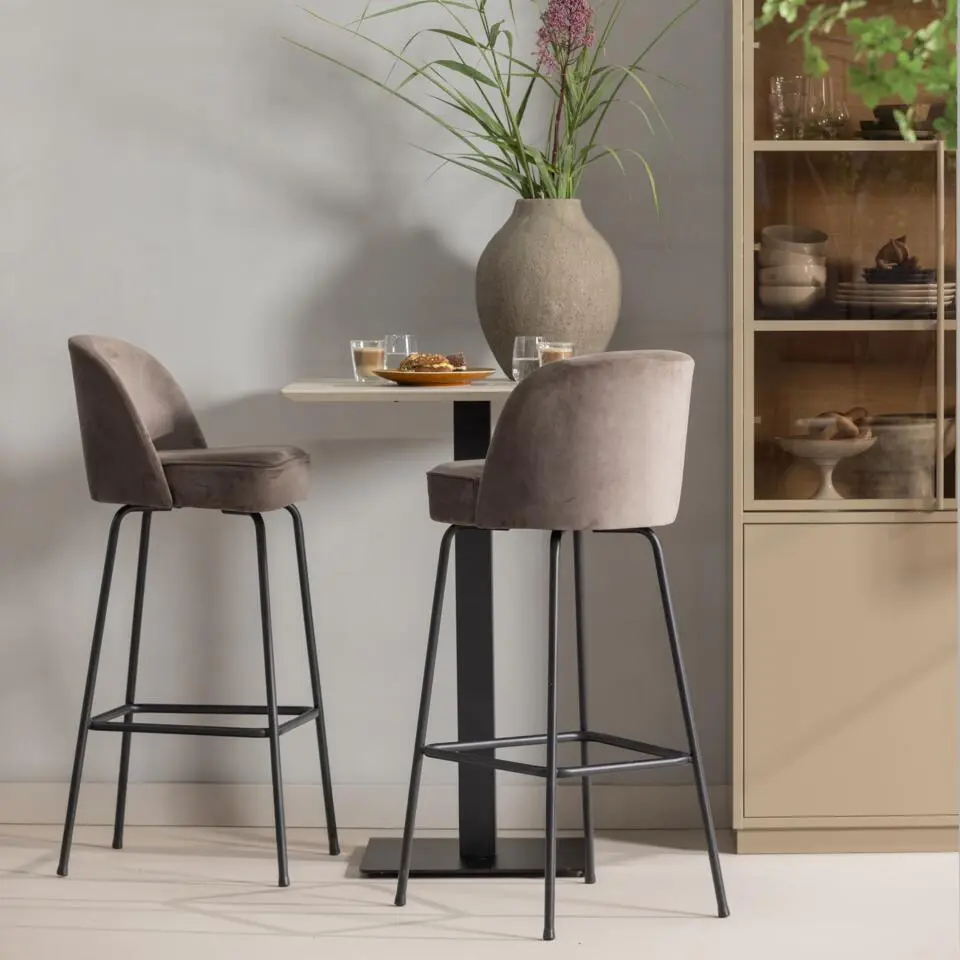 WOOOD Bistro Vierkante Bartafel Poot - Metaal - Zwart- 105x50x50