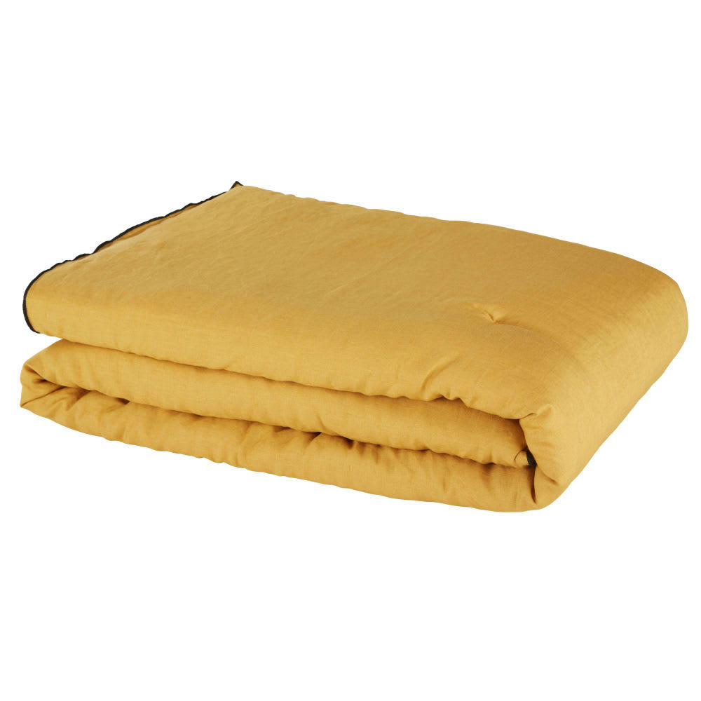 - Boutis en lin lavé ocre 100x200