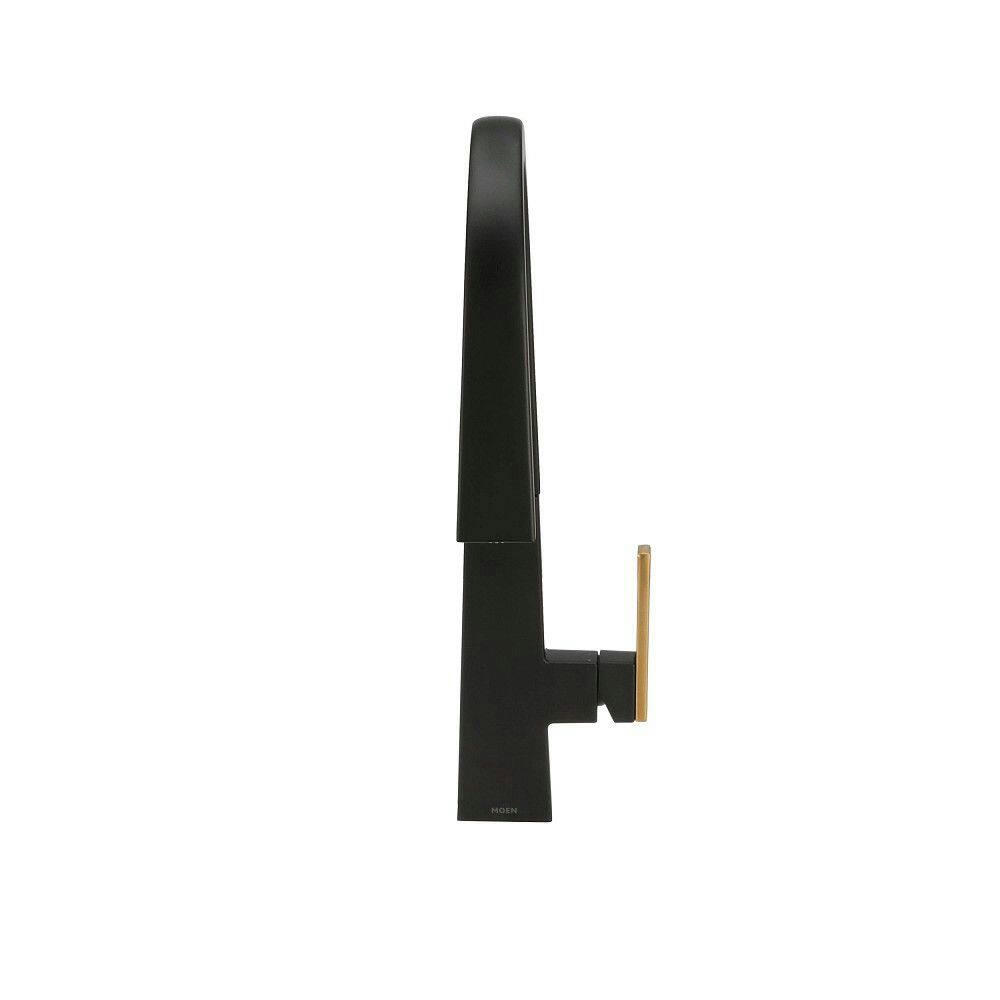 Moen® Nio Single Handle High Arc Pull Down Sprayer Kitchen Faucet with Power Clean, Matte Black