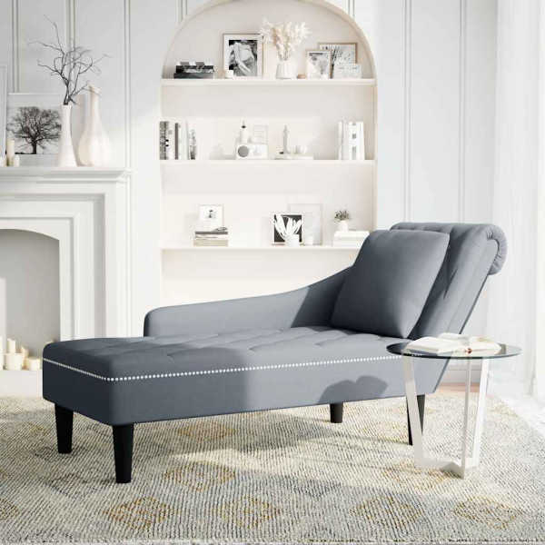 Szezlong Szary Tapicerowany Leżanka Sofa Fotel Łóżko Aksamit
