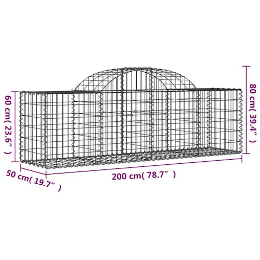 NNEVL Arched Gabion Baskets 3 pcs 200x50x60/80 cm Galvanised Iron