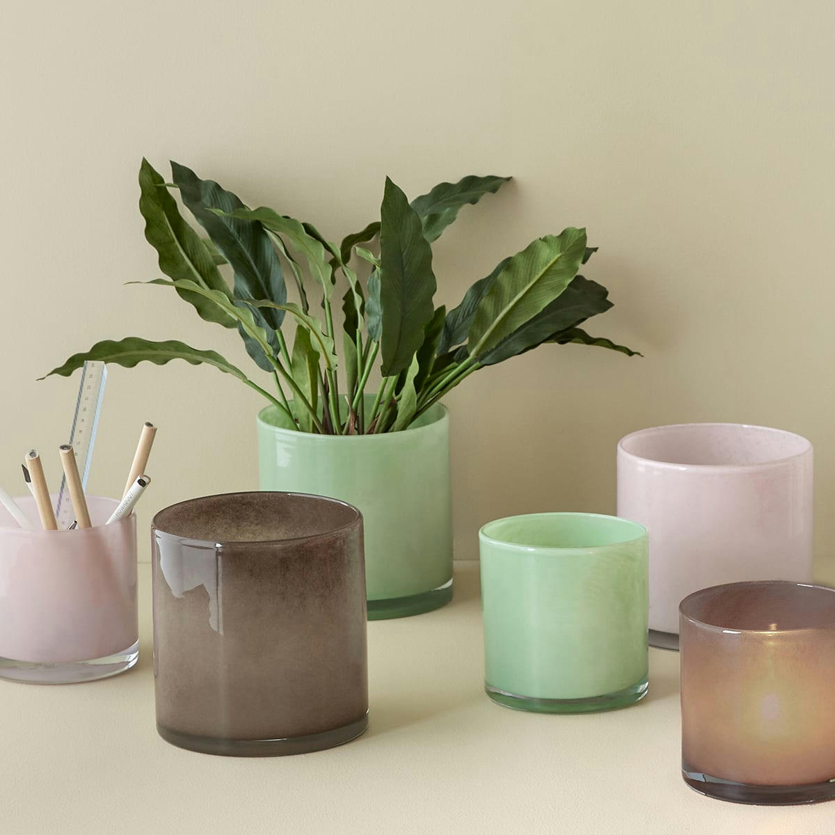 AKIN - Bougeoirs en verre marron (set de 2)