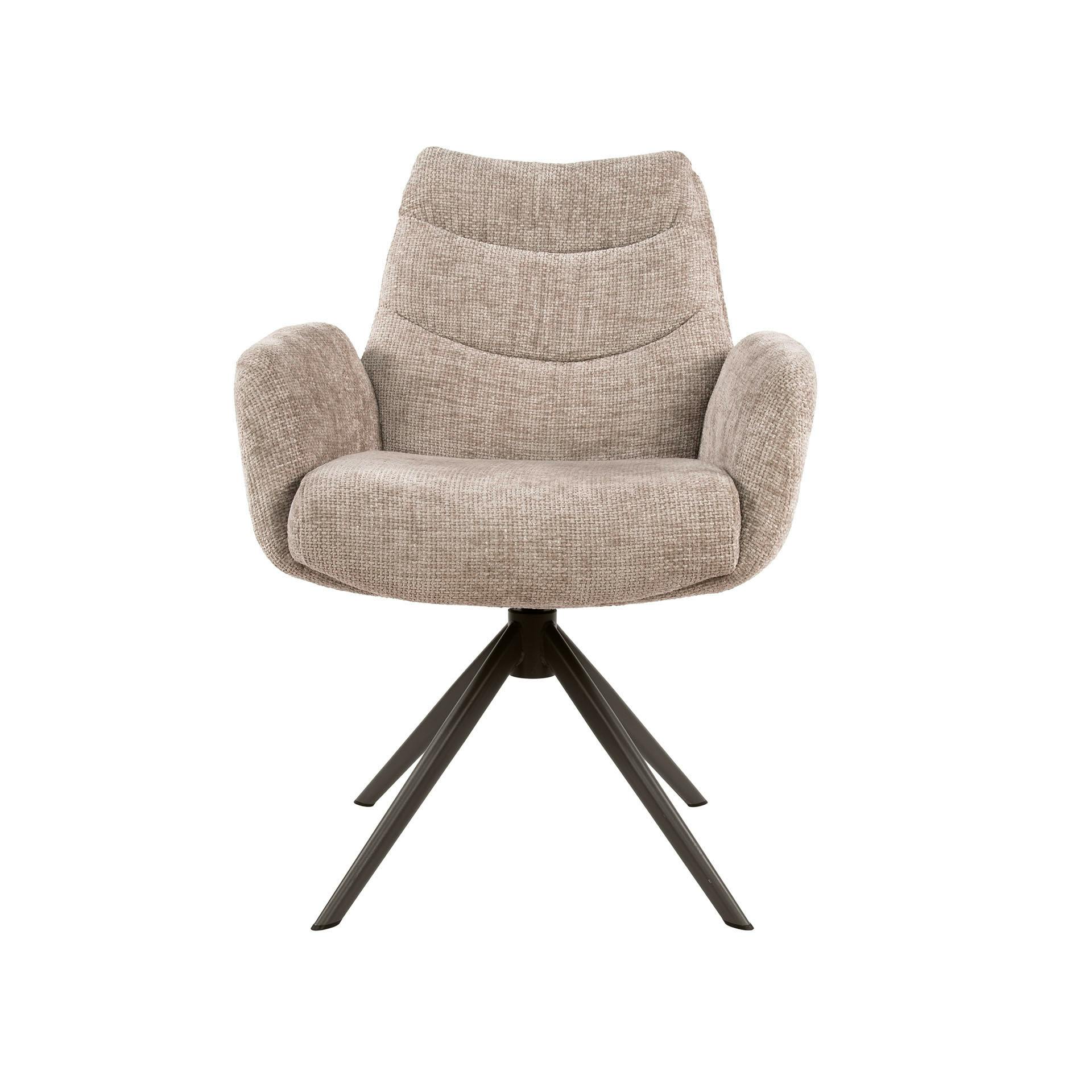 Fauteuil de table pivotant en tissu chenille sable (x2) TAJ