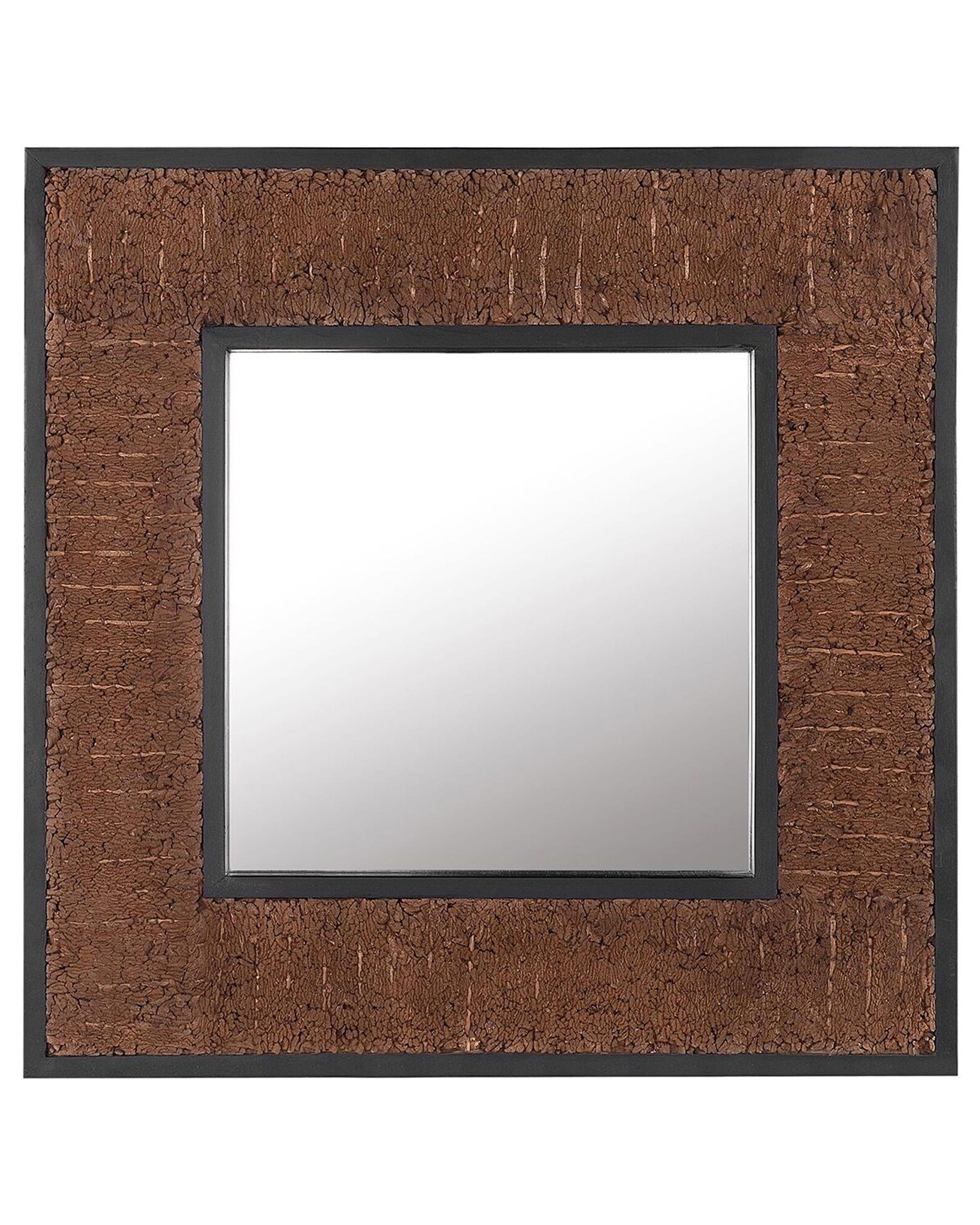 Wall Mirror BOISE 60 cm 60 cm Teak Wood Dark Brown