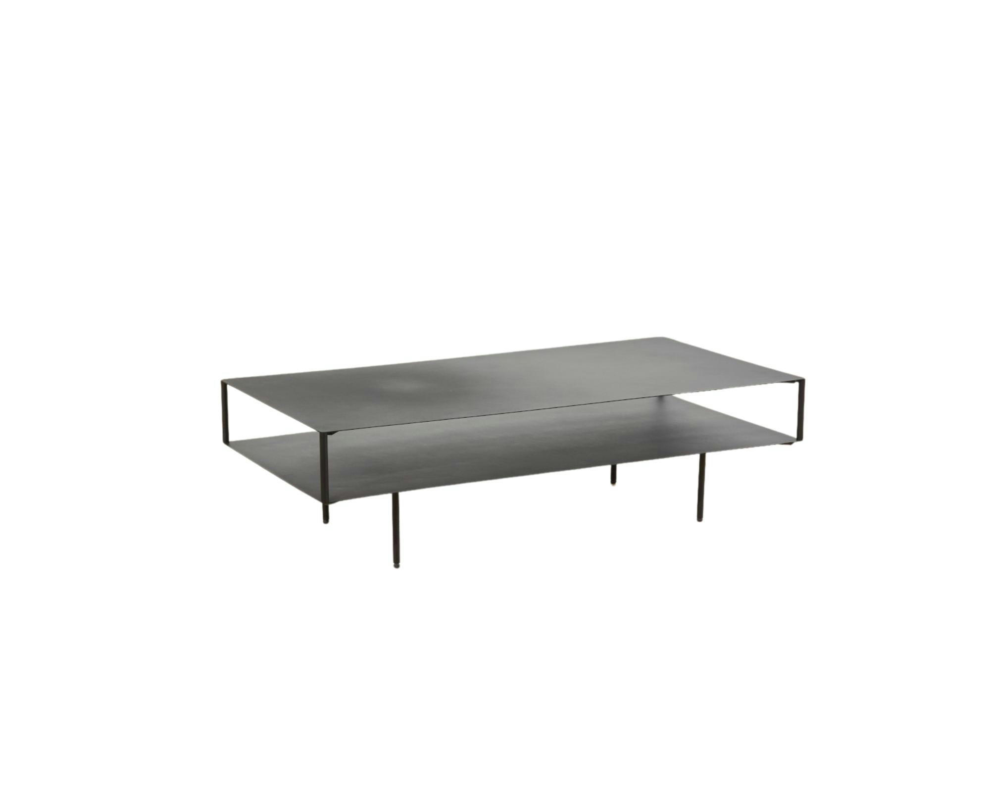 CHELSEA - Table basse double plateau rectangle métal Noir