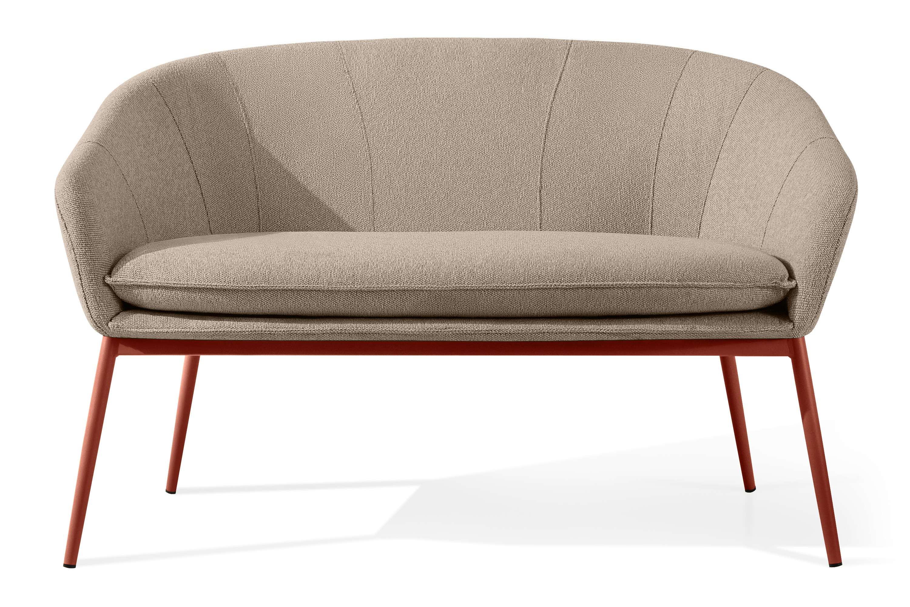 KONSIMO SOLIS Sofa jasnobrązowa na ogród/taras, stalowe nóżki, japandi