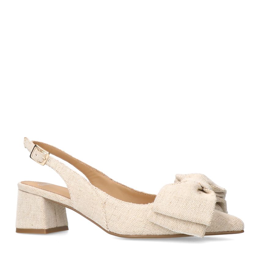 Manfield Beige slingbacks met strik