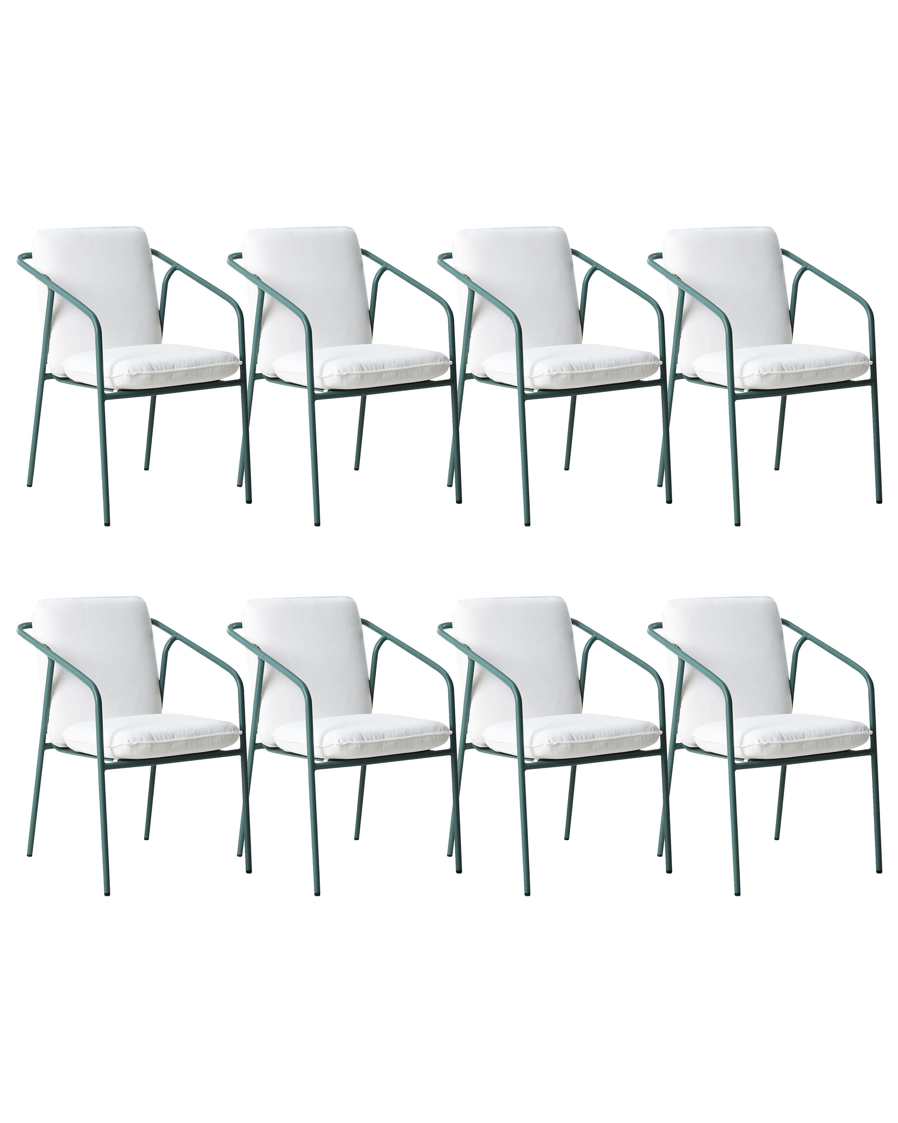 Set of 4 Garden Chairs with Cushions ASCIANO Metal Green