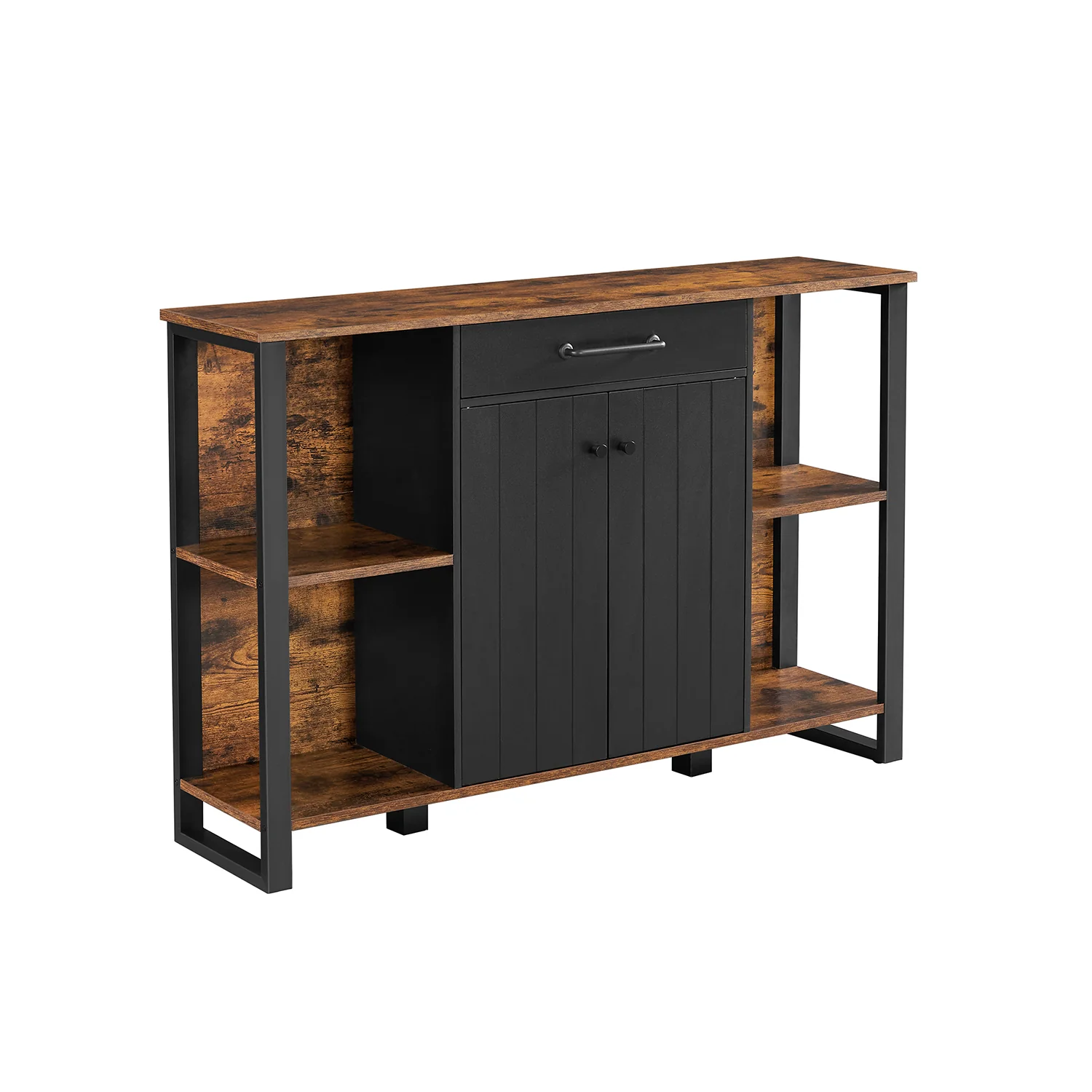 Buffet avec tiroir portes marron rustique et noir