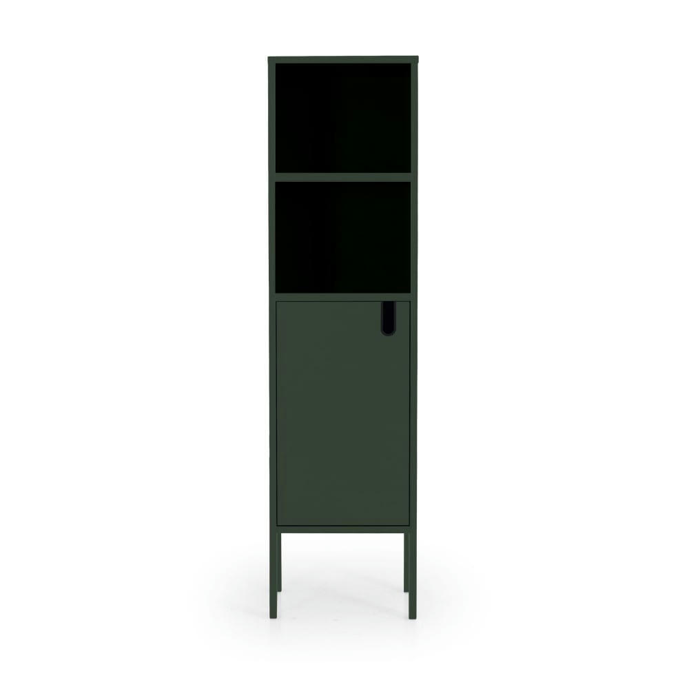 UNO - Colonne de rangement en bois 1 porte 2 niches H152cm vert kaki