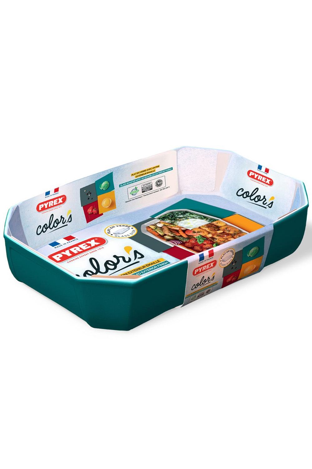 Pyrex Geometric Rectangular Roaster Teal