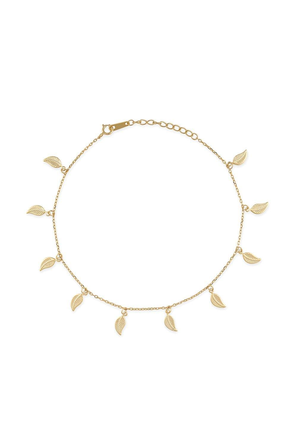 Elk & Bloom Delicate 14k Gold Leaf Anklet