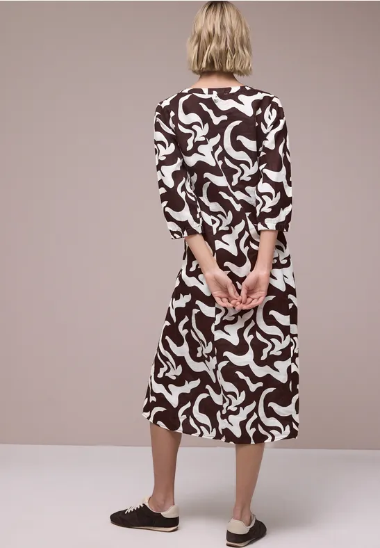 Midi-Kleid aus Leinen mit Print