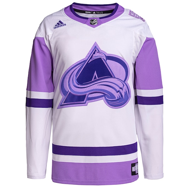 Colorado Avalanche adidas Hockey Fights Cancer Primegreen Authentic Custom Jersey - White/Purple