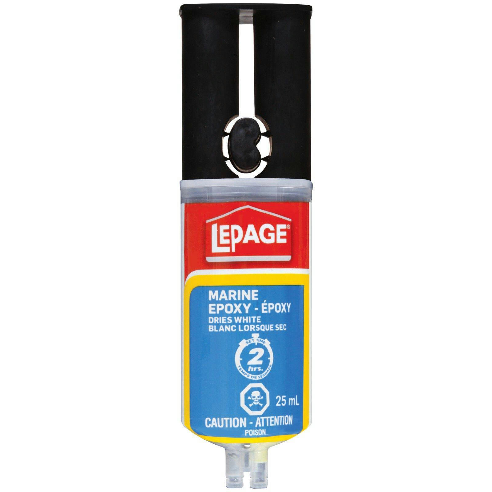LePage Marine Epoxy Waterproof Adhesive Glue Bonds Wet/Underwater Surfaces, Dries White, 25-mL