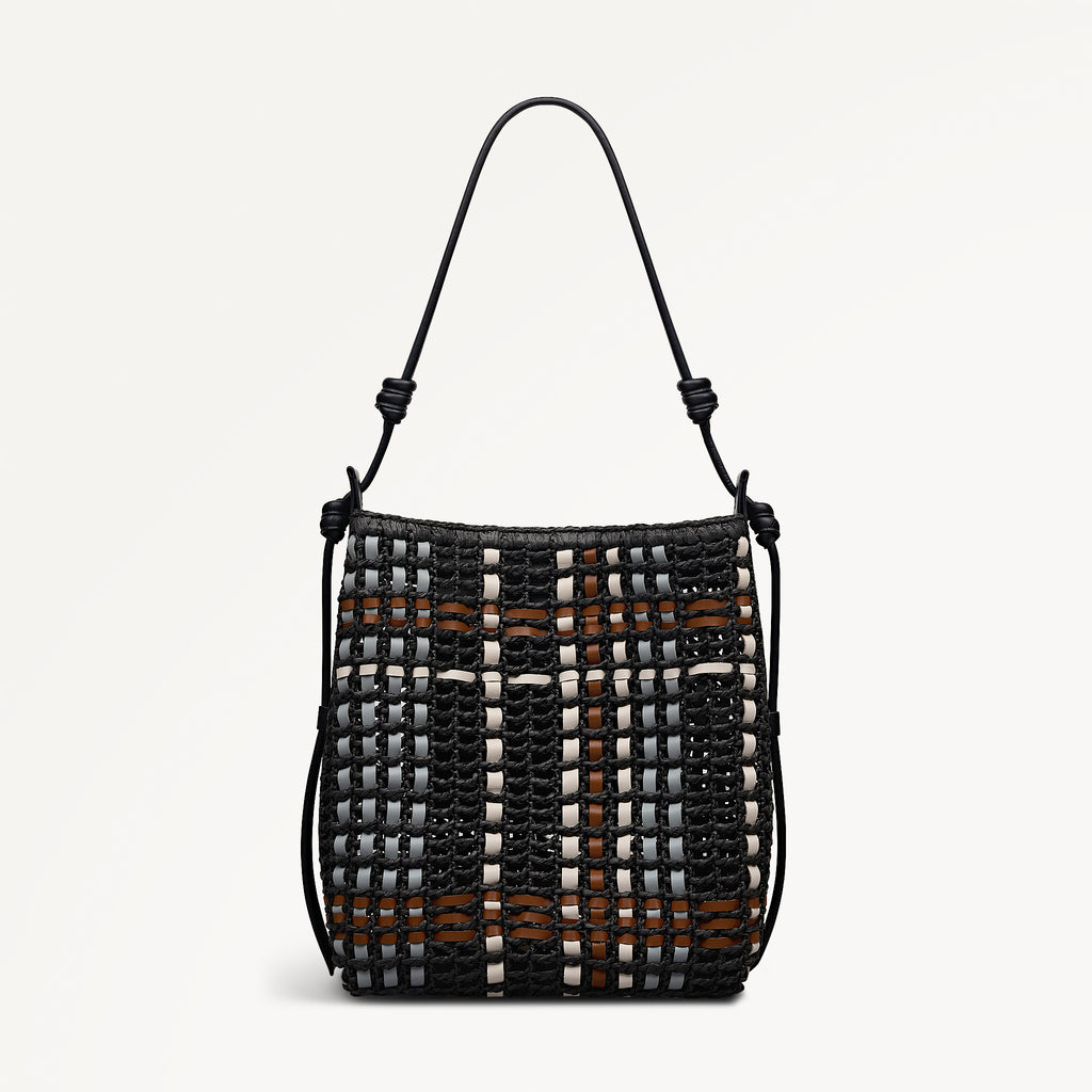 The Camden - Raffia Check - Medium Open Top Shoulder