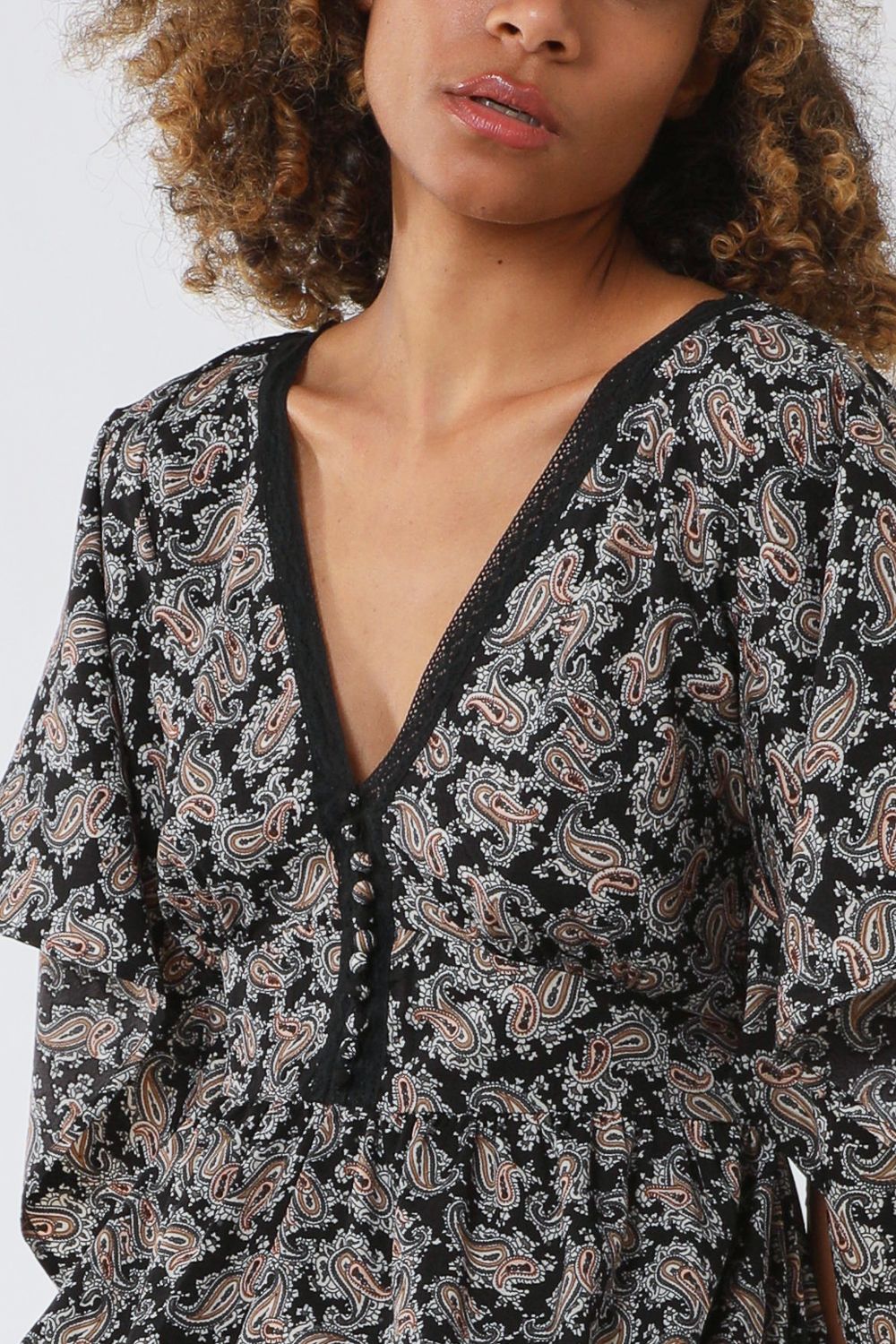 Blue Vanilla Corchet Bust Kimono Sleeve Dress