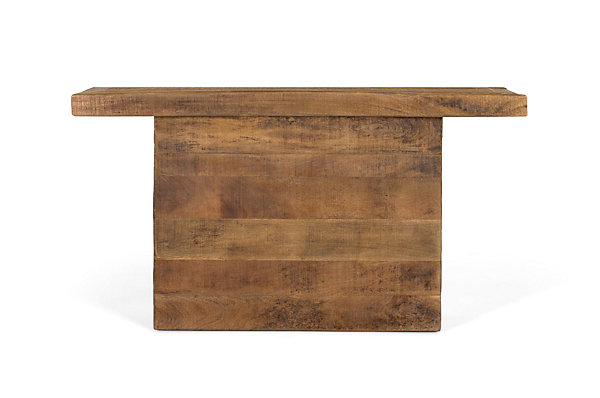 Console en manguier massif, base piédestal et finition naturelle