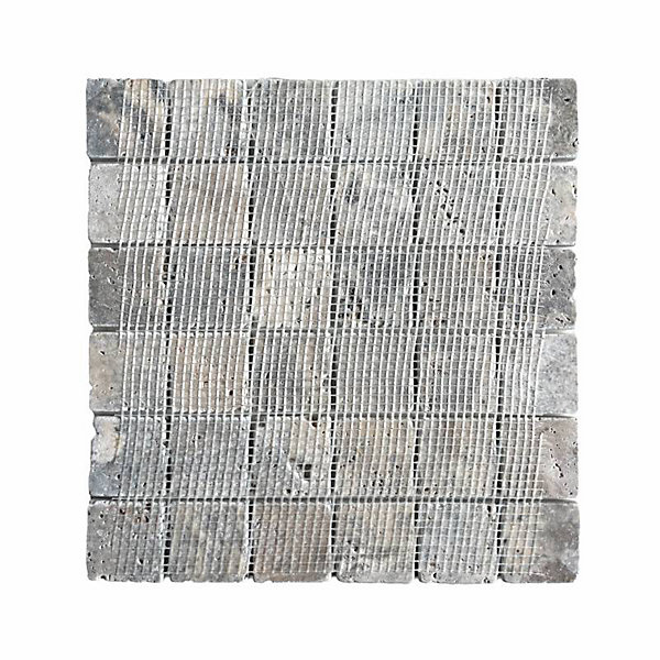Mosaïque travertin Gris 4,8x4,8 - plaque de 30,5x30,5 cm - 1cm épaisseur