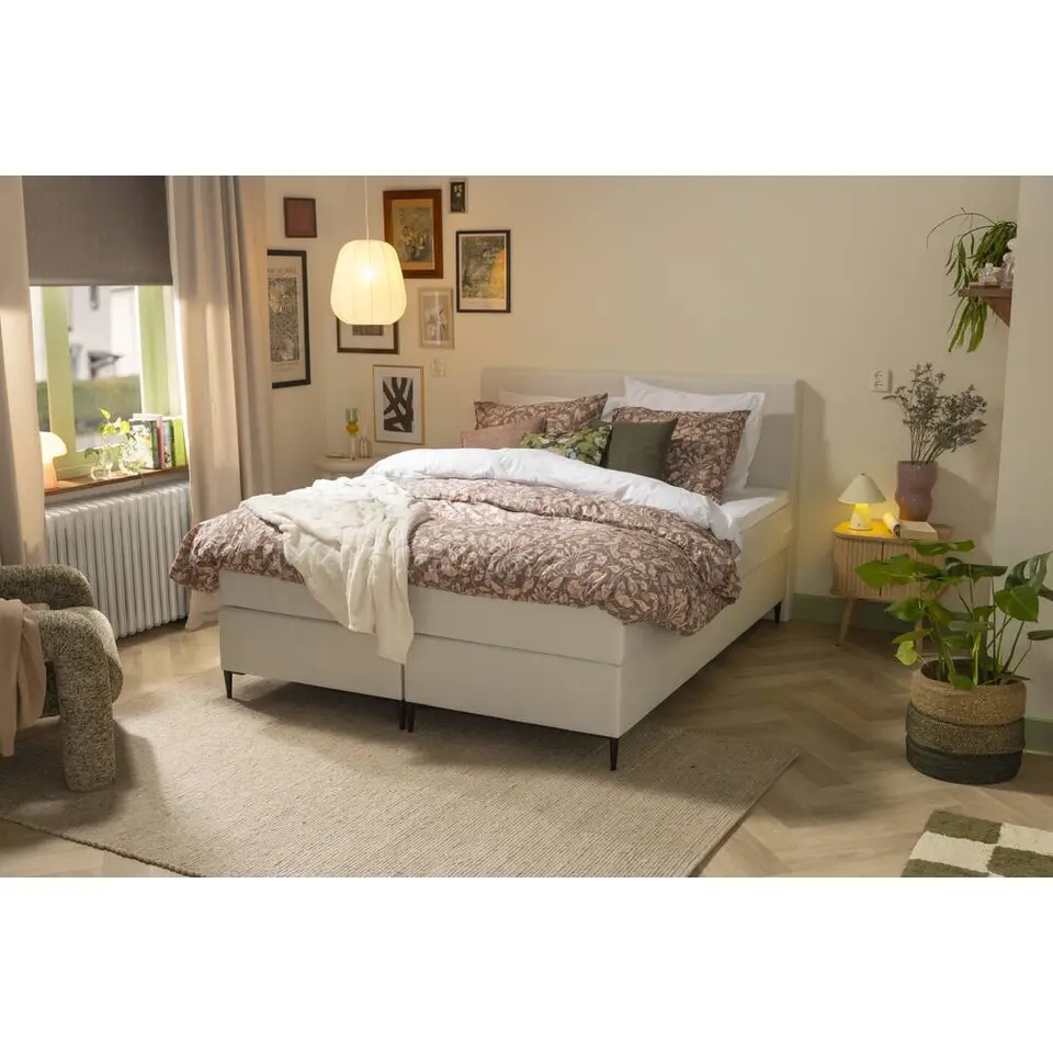 Boxspring Liv egaal - ecru - 180x200 cm - slanke poot