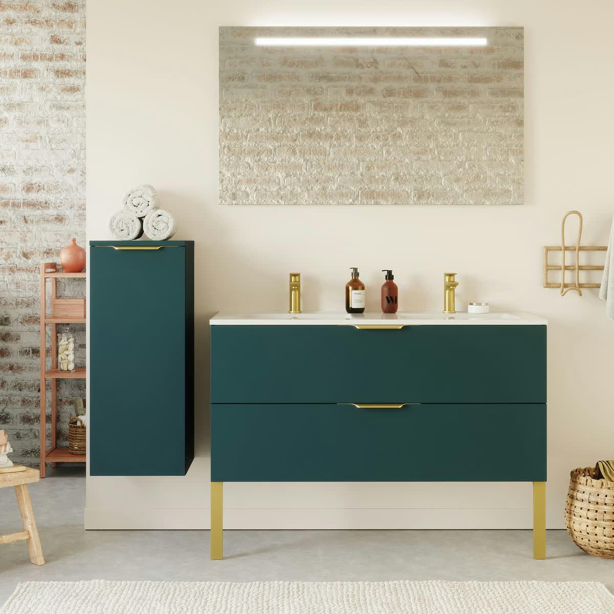 VENICE - Meuble salle de bain double vasque 120cm 2 tiroirs Bleu