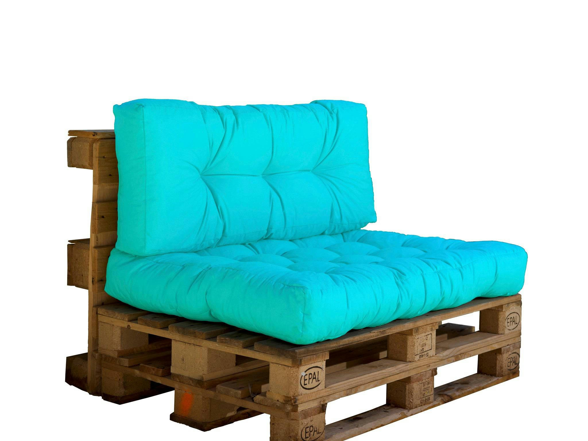 - Coussins matelas pour palette 120X80X20 en polyester bleu caraïbes