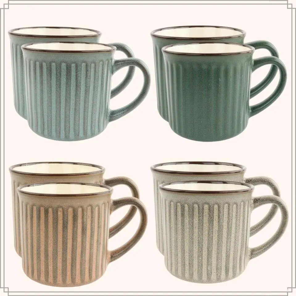 OTIX Koffiekopjes met Oor Koffietassen Set van 8 Aardewerk 250 ml MOSS