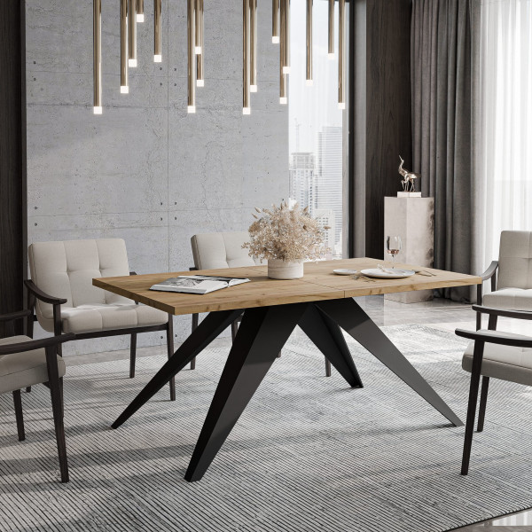 Stół rozkładany XANDRO 140/240 cm - dąb kraft/czarne nogi