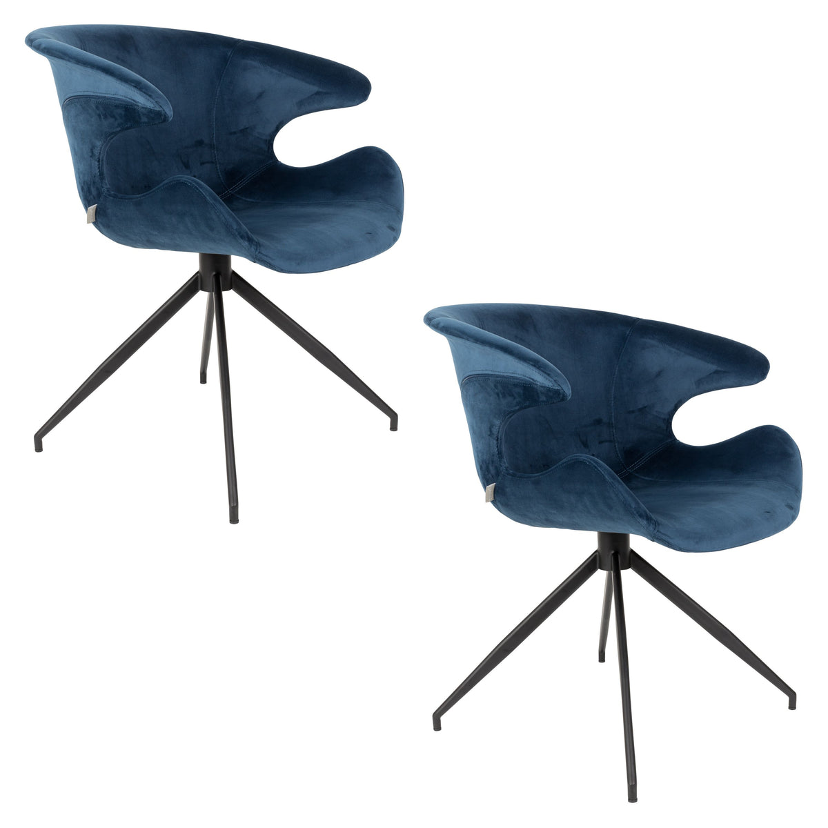 Zuiver Mia Eetkamerstoelen Armleuning Blauw - Set van 2