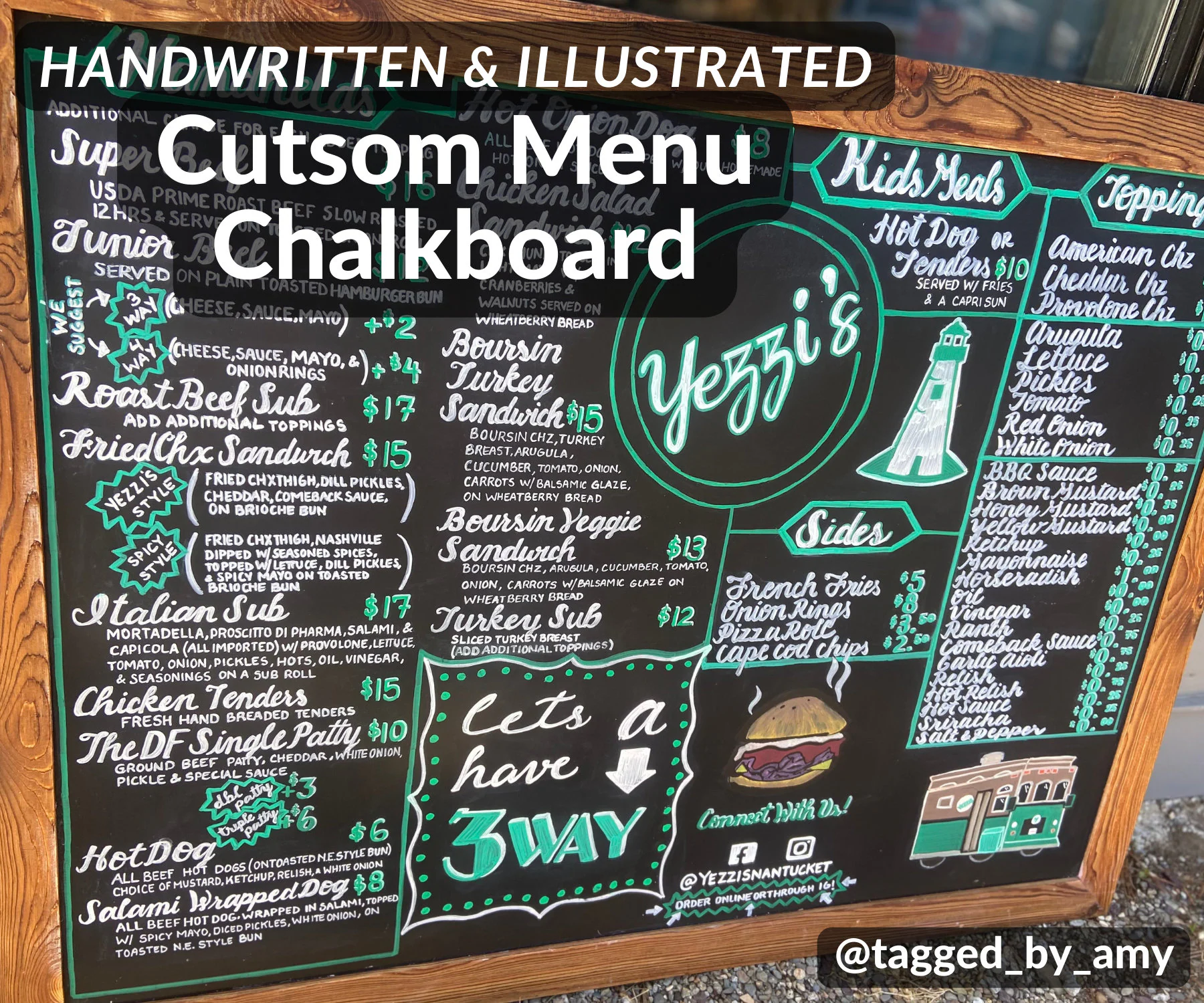 Large Food Truck and Event Chalkboard Menu Board Hand Lettering & Illustration Services