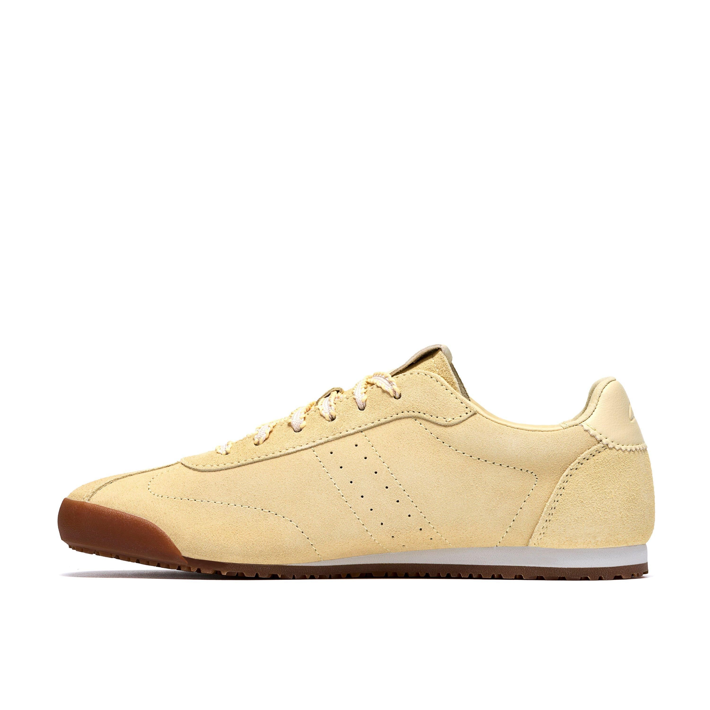 Clarks Moritz Lo Pale Yellow Suede Trainers