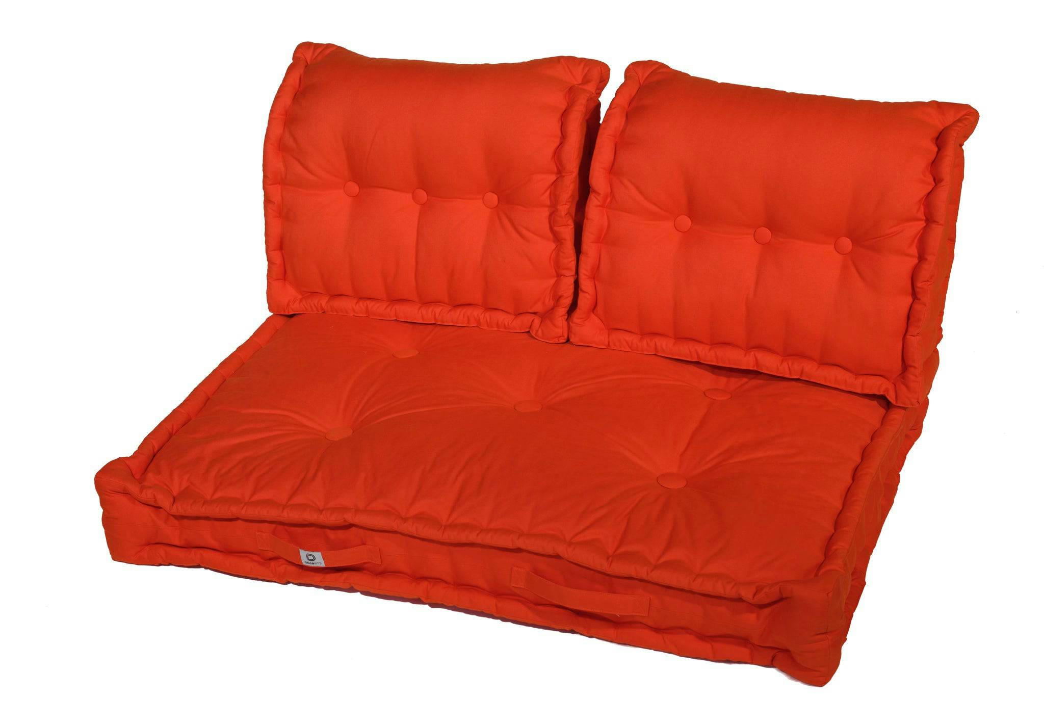 - Coussins pour palette capitonné en polyester 120x80x20cm orange