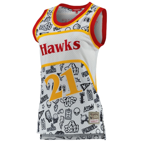 Dominique Wilkins Atlanta Hawks Women's 1986 Doodle Swingman Jersey - White