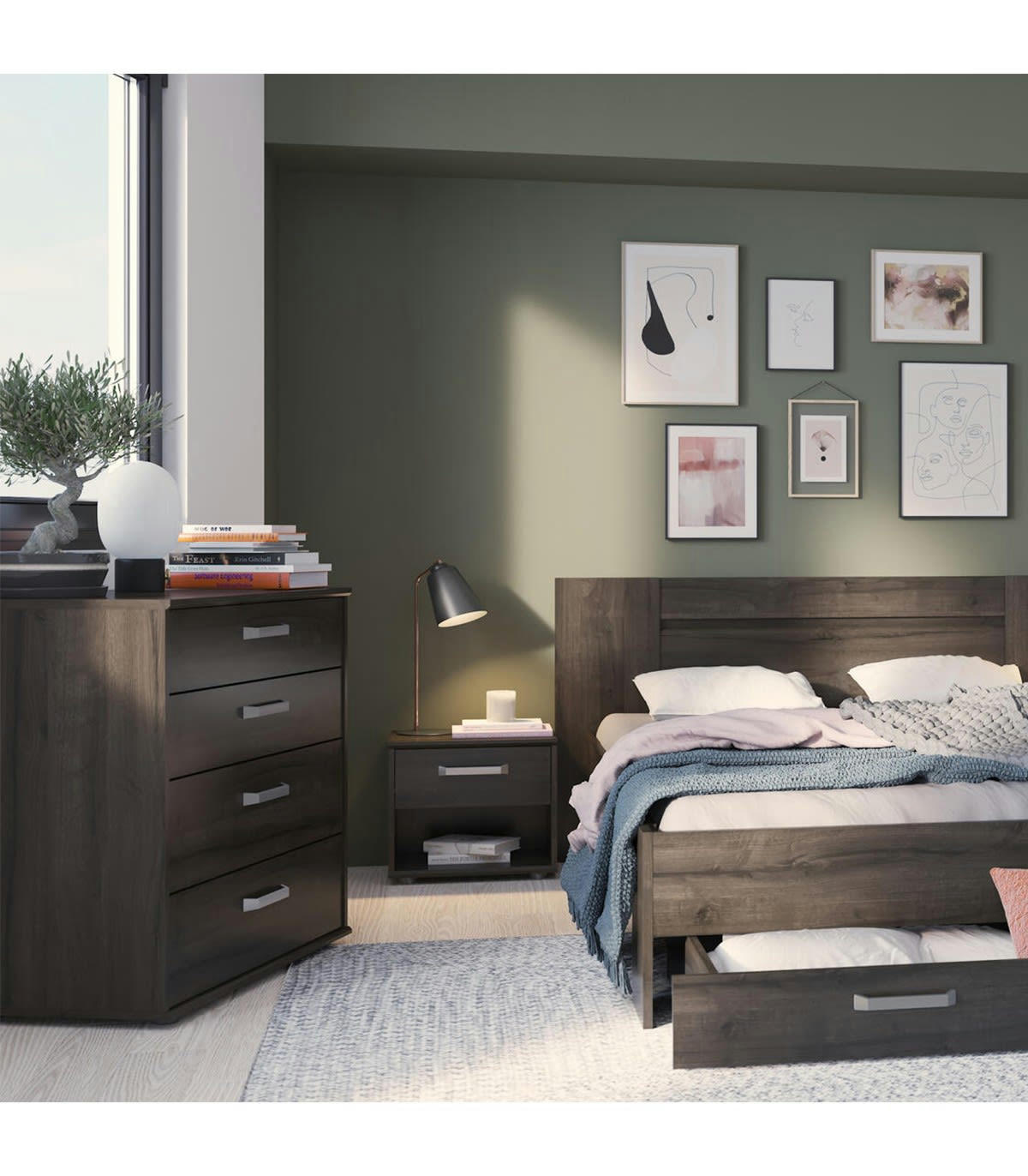 RICHMOND - Commode 4 Tiroirs Décor Chêne - L84,7 cm