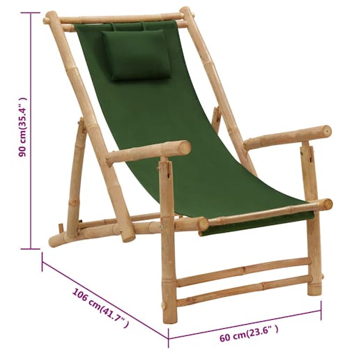 NNEVL Deck Chair Bamboo and Canvas Green