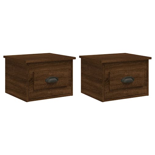 NNEVL Wall-mounted Bedside Cabinets 2 pcs Brown Oak 41.5x36x28cm