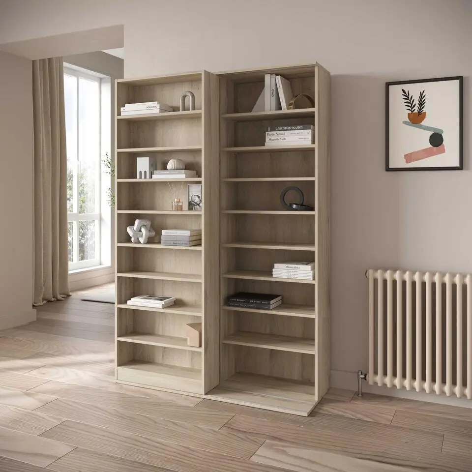 Boekenkast Bento - 117x44x179cm - met schuifdeel - Kronberg eik