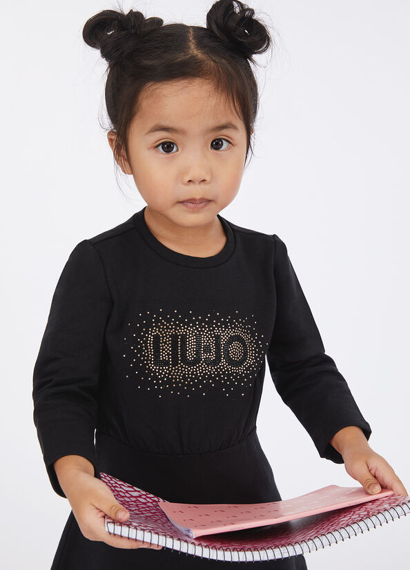 Abito in felpa con logo e strass