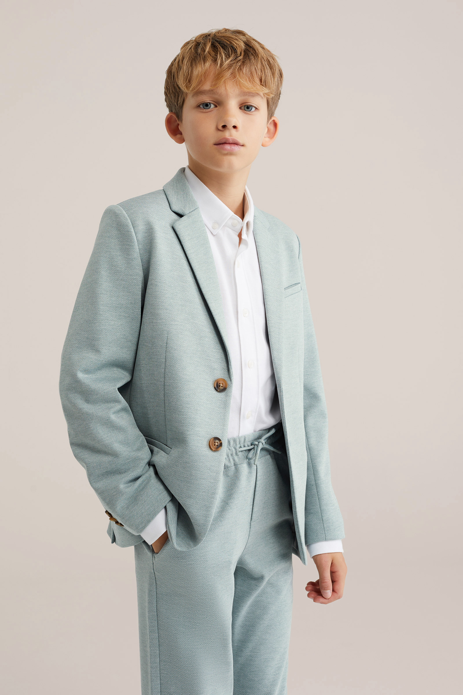 Jongens regular fit blazer met stretch