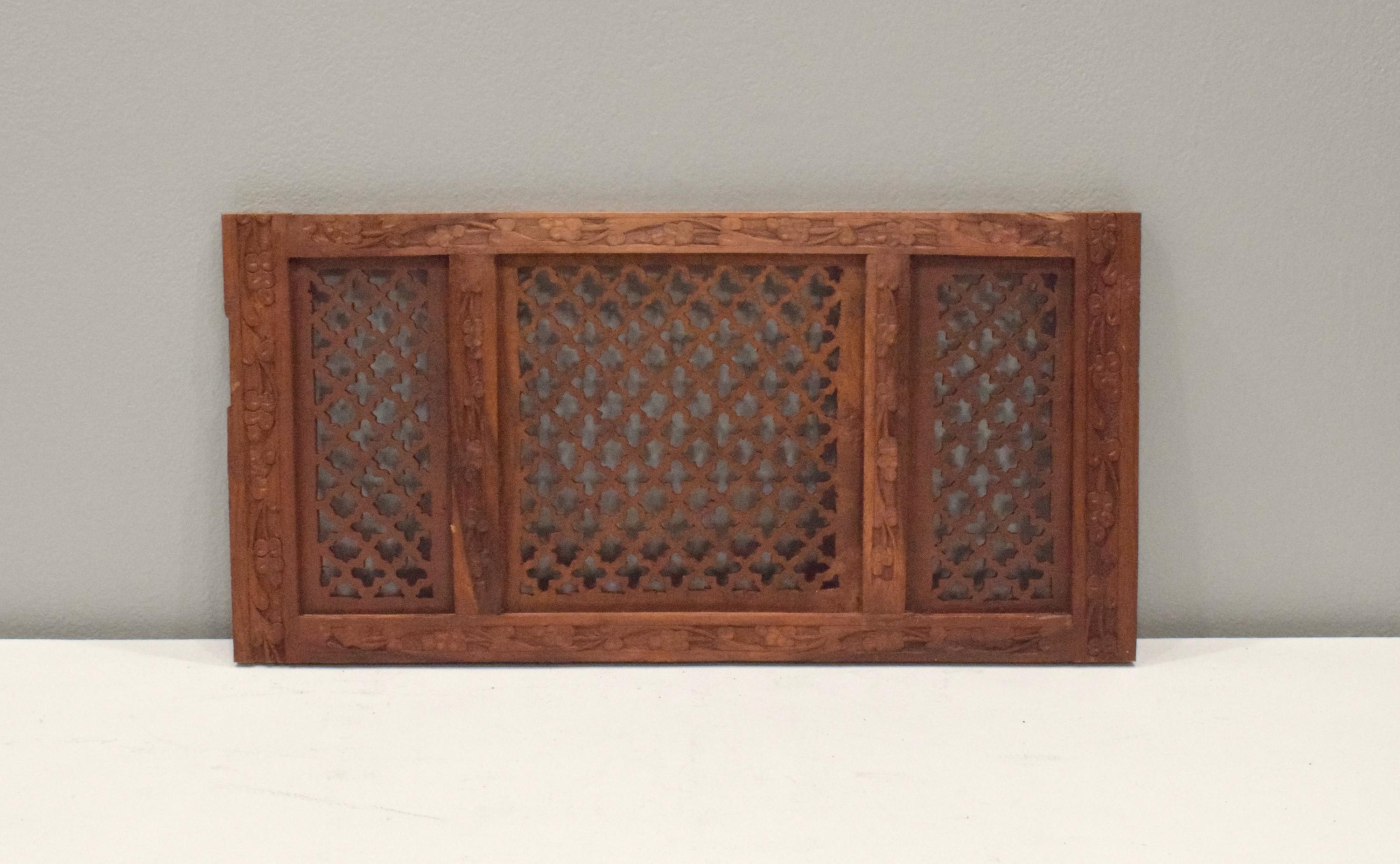 Indian Hand Carved Teak Wood Screen Panel Design
