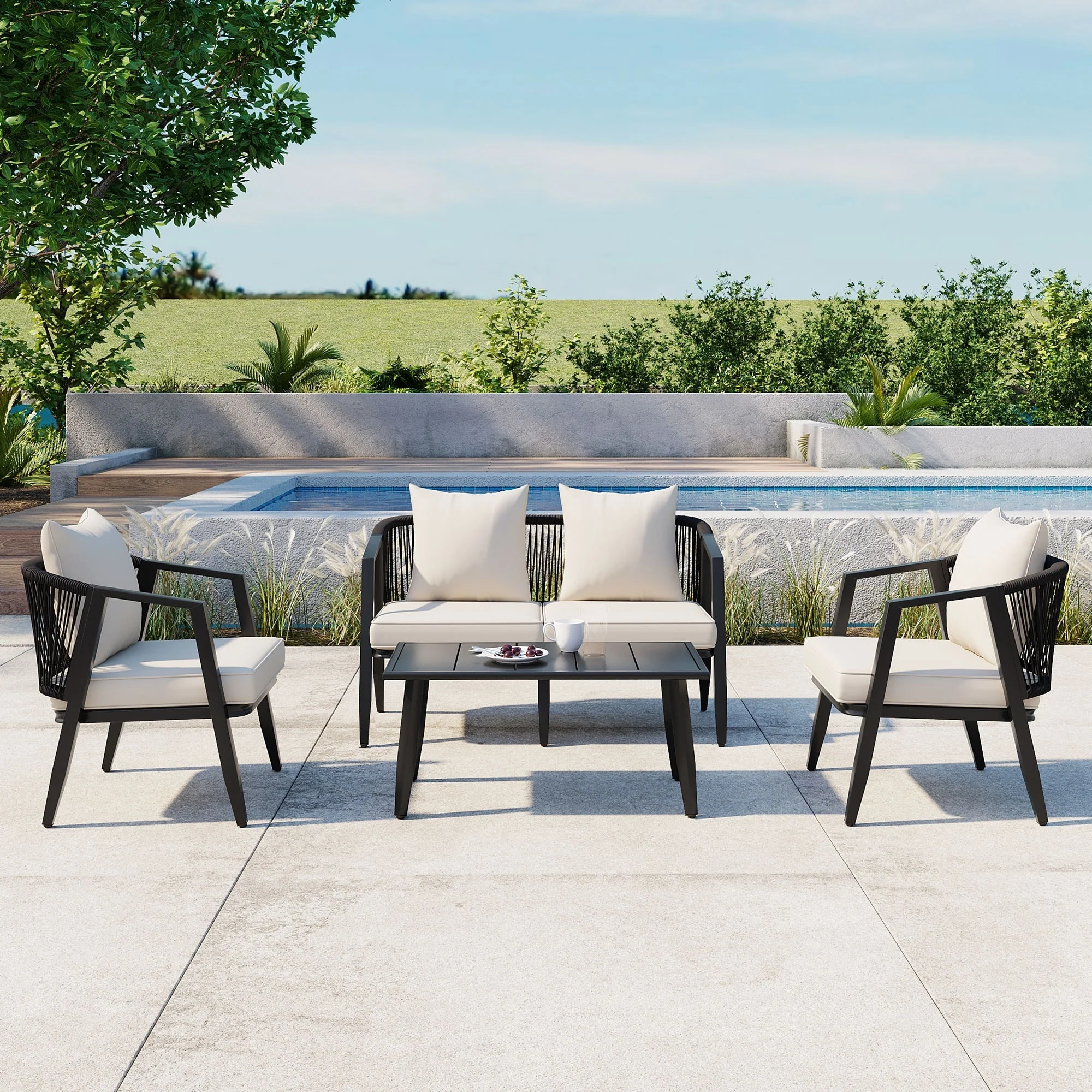 Durable and Comfortable Outdoor Seating Set,Suitable for Patios, Lawns, and Poolsides